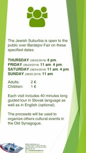 Opening hours over 2019 Bardejov Fair